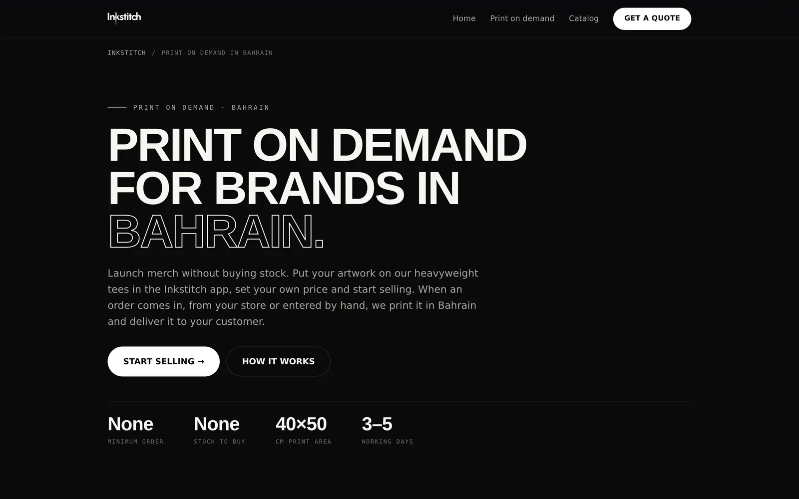 Inkstitch — print-on-demand page, desktop